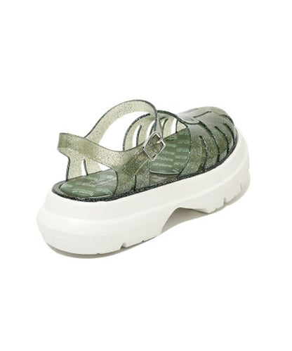 รองเท้าเจลลี่ GLAIR FLATFORM FISHERMAN SANDALS - CLEAR GREEN GLITTER