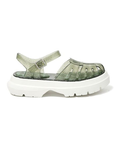 รองเท้าเจลลี่ GLAIR FLATFORM FISHERMAN SANDALS - CLEAR GREEN GLITTER