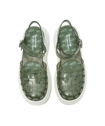 รองเท้าเจลลี่ GLAIR FLATFORM FISHERMAN SANDALS - CLEAR GREEN GLITTER