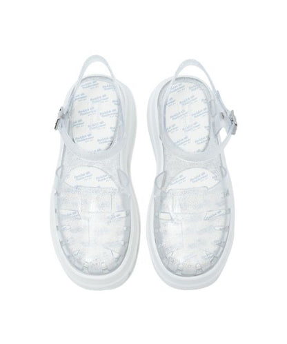 รองเท้าเจลลี่ GLAIR FLATFORM FISHERMAN SANDALS - CLEAR SILVER GLITTER