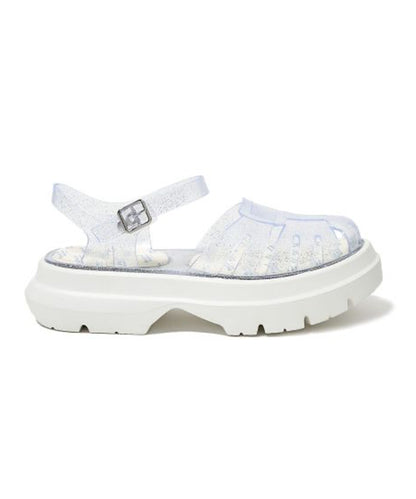 รองเท้าเจลลี่ GLAIR FLATFORM FISHERMAN SANDALS - CLEAR SILVER GLITTER