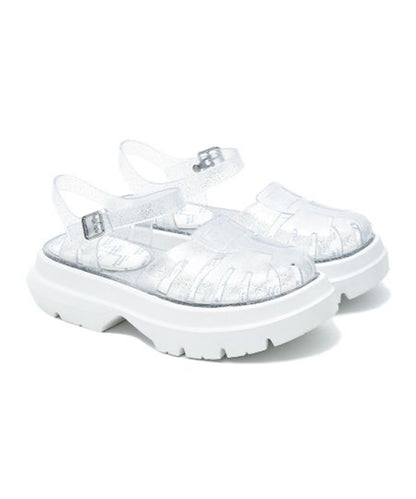 รองเท้าเจลลี่ GLAIR FLATFORM FISHERMAN SANDALS - CLEAR SILVER GLITTER