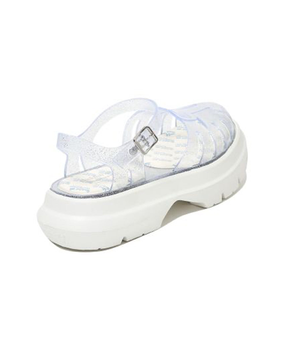 รองเท้าเจลลี่ GLAIR FLATFORM FISHERMAN SANDALS - CLEAR SILVER GLITTER