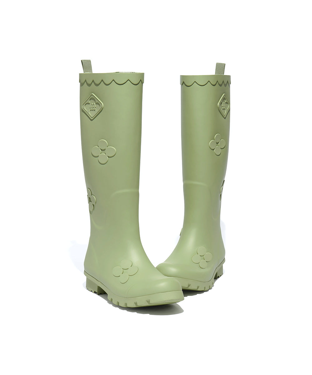รองเท้าบูท X MINJUKIM FLORAL SHADOW BOOTS LONG - OLIVE