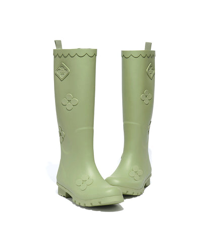 รองเท้าบูท X MINJUKIM FLORAL SHADOW BOOTS LONG - OLIVE
