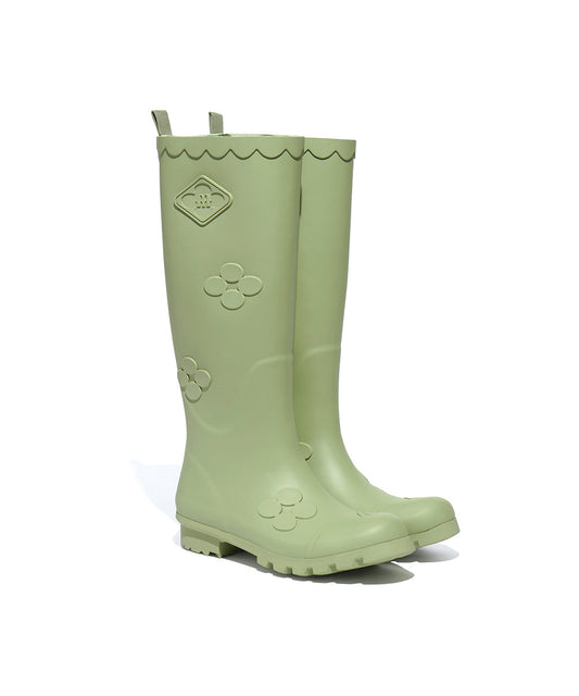 X MINJUKIM FLORAL SHADOW BOOTS LONG - OLIVE